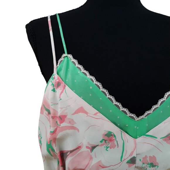 Kenzie Y2K Vintage All Silk Floral Lace Strappy Babydoll Dress Tiered Ruffles 14 - Picture 6 of 10